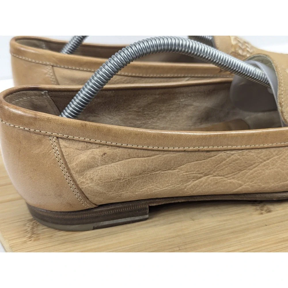 Bally Loafer Mens 11 Slip On Whipstich Tan Leather Casual Shoe Preppy City Italy